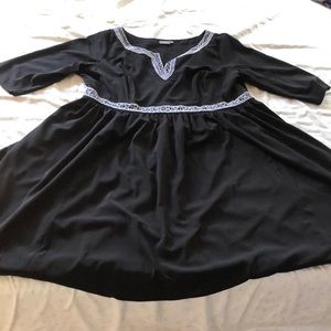 Retro Fit and Flare Dress with Embroidery